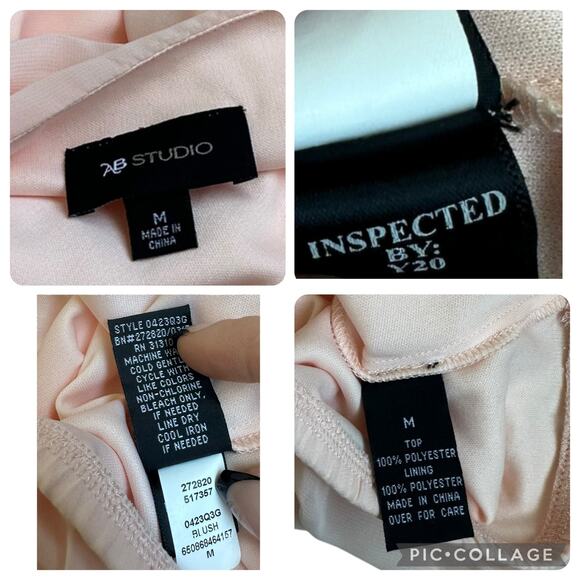 AB Studio Womens medium top sheer pale pink 3/4th bell sleeve chiffon blouse - Picture 10 of 10